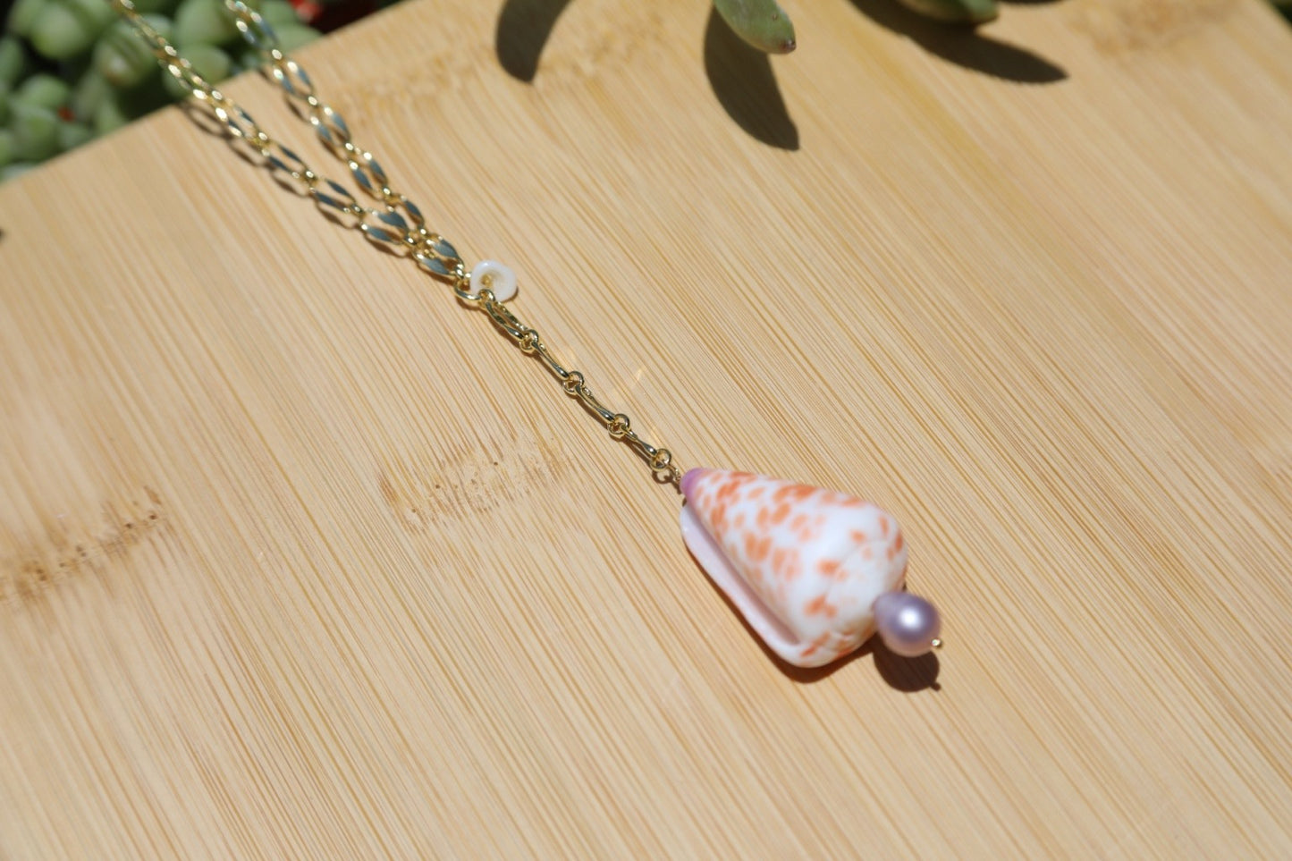 Orange Japanese Cone Pearl Necklace