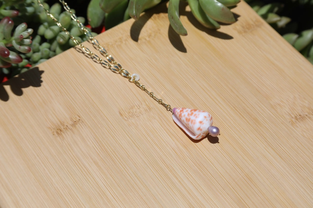 Orange Japanese Cone Pearl Necklace